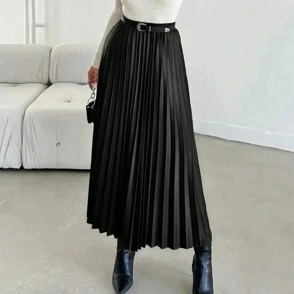 Black Elegant Women's Pleated Skirt - Picture 4 of 5